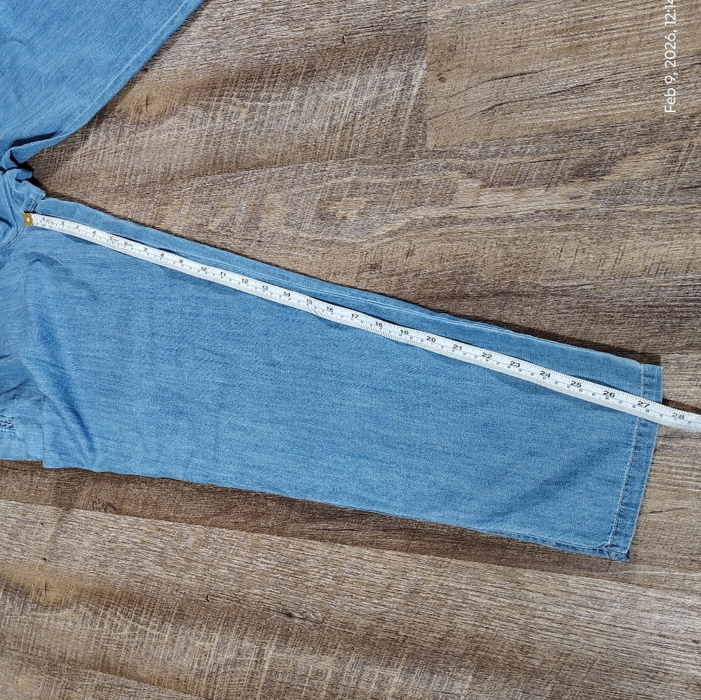 CeCe Pleated Tie Waist Cropped Denim Pants Womens Size 6 NWT - Picture 7 of 9